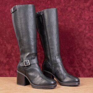 Korks Wmn Karelyn Distress Black Faux Leather Cottage Boho Block Heel Boots 9